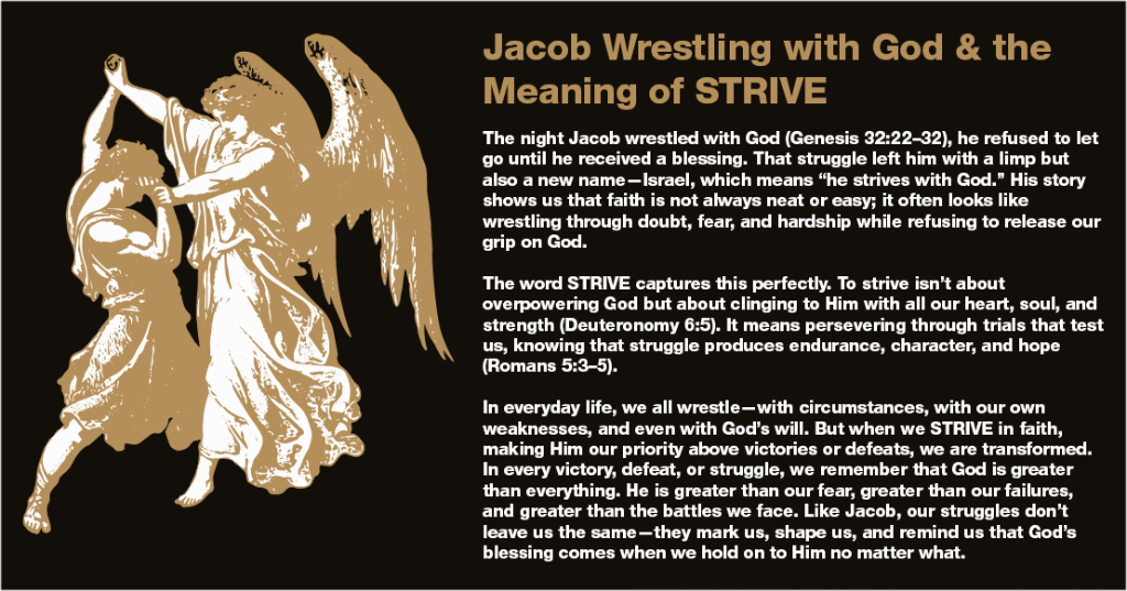 Jacob wrestling with God and the meaning of STRIVE graphic